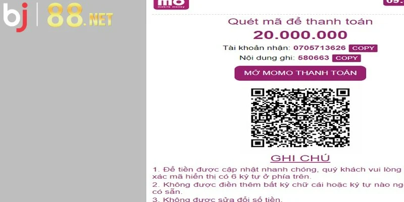 Đăng nhập vào Momo Pay trên điện thoại di động quét mã QR để xác nhận giao dịch